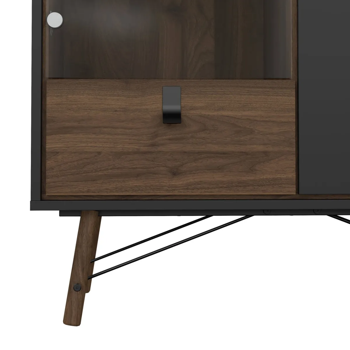 Vetrine > Dmora Vetrina 2 ante 101x40x161h cm nera e noce - Mora Marrone, Nero Noce