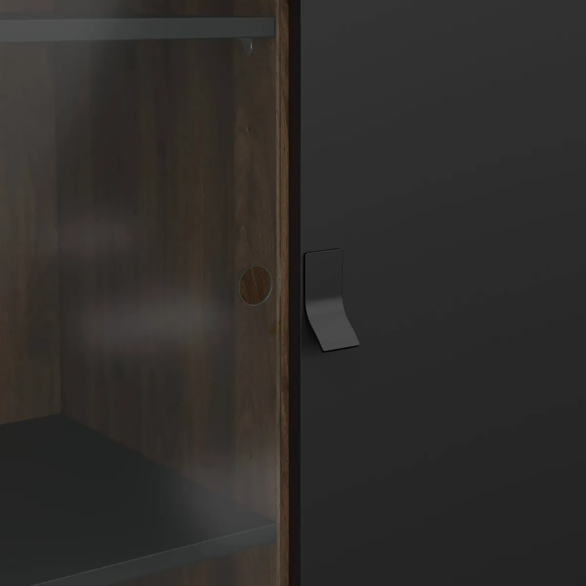 Vetrine > Dmora Vetrina 2 ante 101x40x161h cm nera e noce - Mora Marrone, Nero Noce