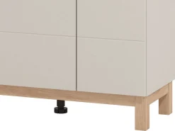 Vetrina Beige Marrone Rovere Nodi 2 Ripiani Apertura Battente 77x35x127.5h cm, 2 Ante - Mezzago