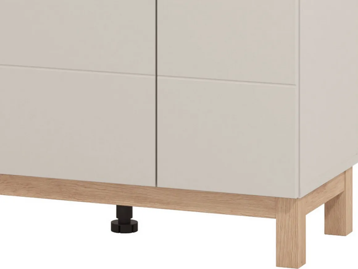Vetrina Beige Marrone Rovere Nodi 2 Ripiani Apertura Battente 77x35x127.5h cm, 2 Ante - Mezzago