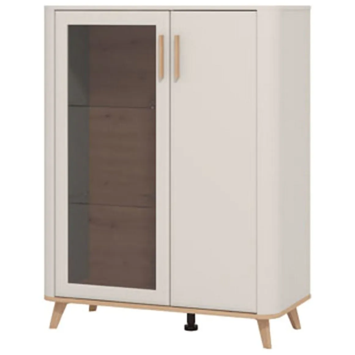 Vetrina Beige Marrone Rovere Nodi 4 Ripiani Apertura Battente 90x40x116.5h cm, 2 Ante - Castella