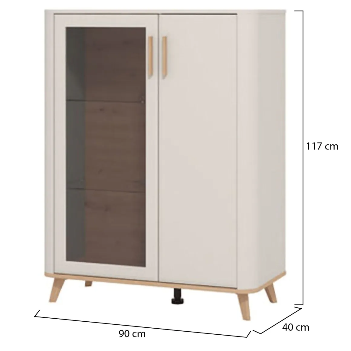 Vetrine > Dmora Vetrina Beige Marrone Rovere Nodi 6 Ripiani Apertura Battente 90x35x146.5h cm, 2 Ante - Talla Marrone, Beige Rovere Nodi