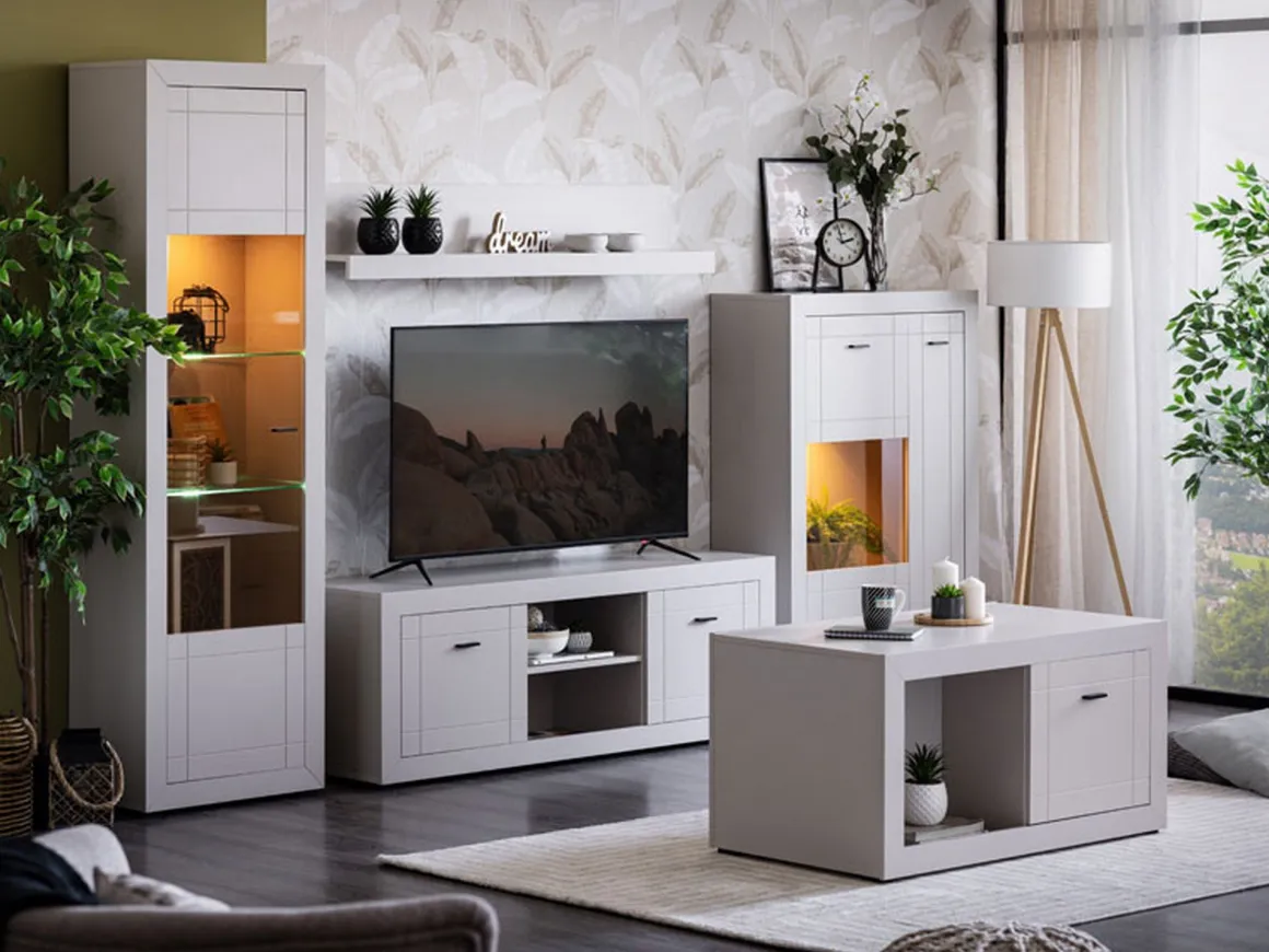 Vetrina Beige Nero 2 Ripiani 2 Ante 83.5x35x130h cm, 3 Vani - Imbaro
