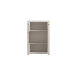 Vetrina Beige Nero 2 Ripiani 2 Ante 83.5x35x130h cm, 3 Vani - Imbaro