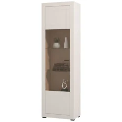 Vetrina Beige Nero 4 Ripiani Un'anta 58x35x194h cm, 5 Vani - Palena