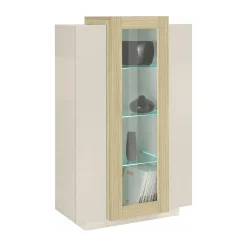 Vetrina Beige 7 Ripiani 10 Vani 80x38x120.5h cm, 3 Ante - Severino