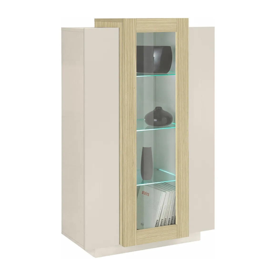 Vetrina Beige 7 Ripiani 10 Vani 80x38x120.5h cm, 3 Ante - Severino