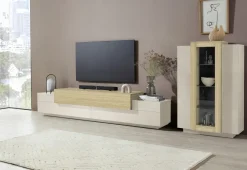 Vetrina Beige 7 Ripiani 10 Vani 80x38x120.5h cm, 3 Ante - Severino