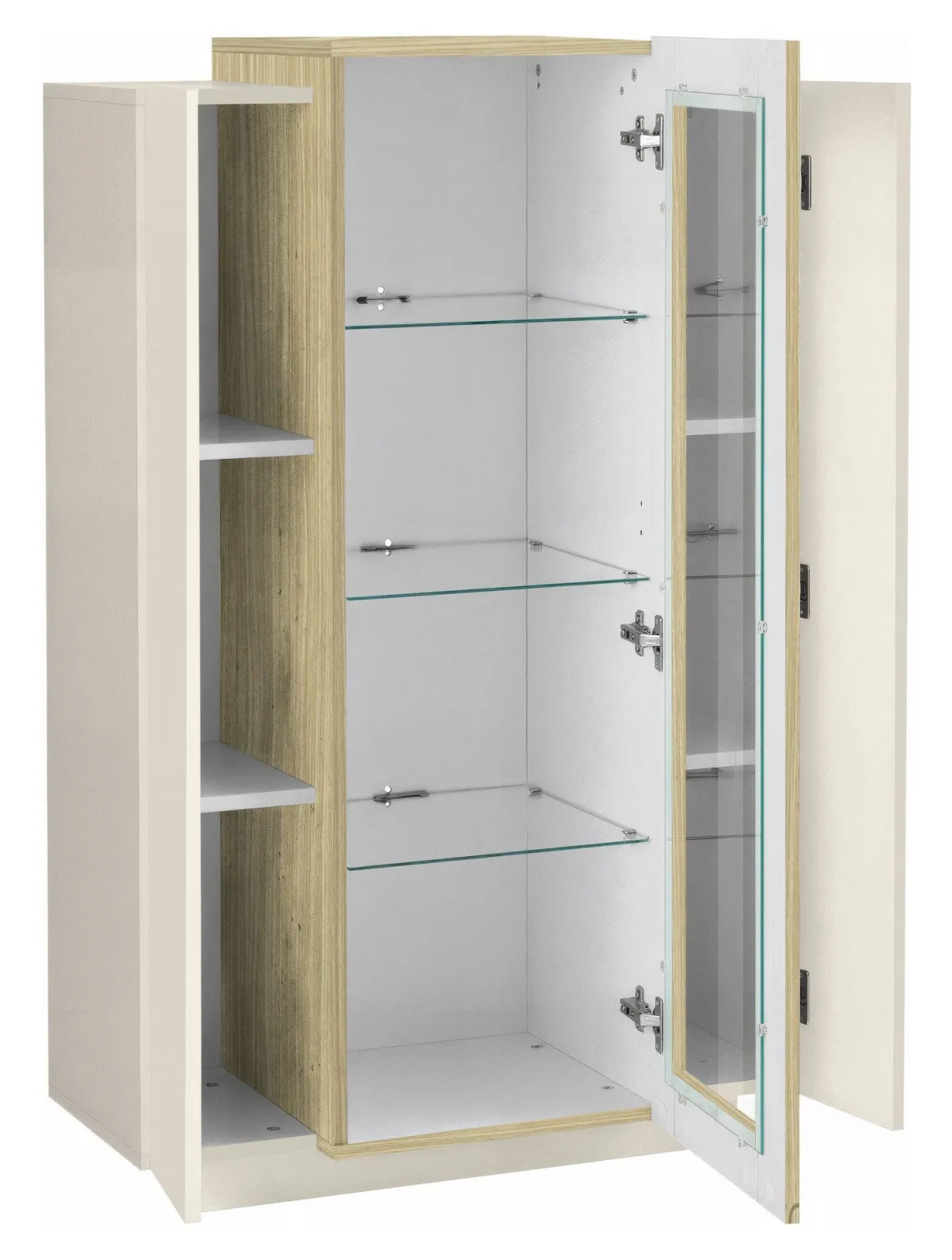 Vetrina Beige 7 Ripiani 10 Vani 80x38x120.5h cm, 3 Ante - Severino
