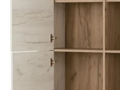Vetrina Bianco Larice Marrone Rovere Nodi 6 Ripiani Apertura Battente 99.5x36.5x146.5h cm, 2 Ante - Sagama
