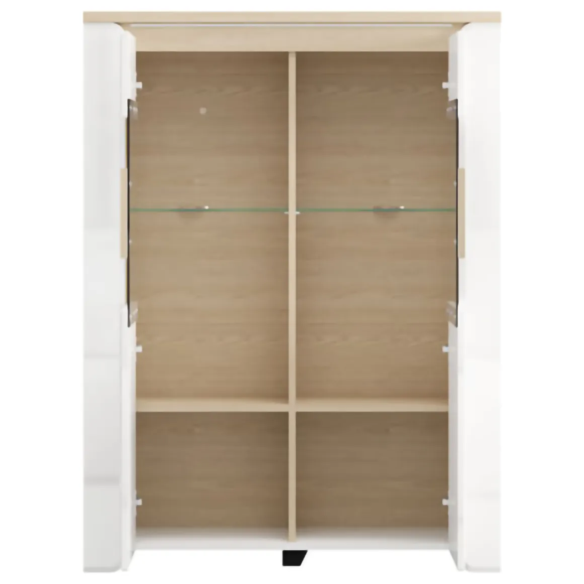 Vetrine > Dmora Vetrina Bianco Opaco Marrone Rovere Nodi 4 Ripiani 2 Ante 60x34x191h cm, con Piedini - Doreno Marrone Rovere nodi, Bianco Opaco