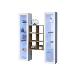 Vetrine > Dmora Vetrina 14 Ripiani 2 Ante 40x30x180h cm, 19 Vani - Marea Bianco