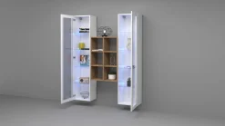 Vetrina Bianco 12 Ripiani 2 Ante 40x30x180h cm, 16 Vani - Gadoni