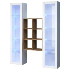 Vetrina Bianco 12 Ripiani 2 Ante 40x30x180h cm, 16 Vani - Gadoni
