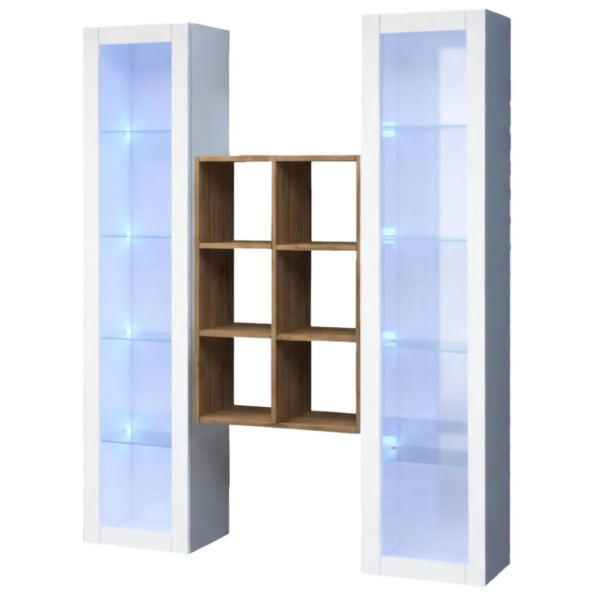 Vetrina Bianco 12 Ripiani 2 Ante 40x30x180h cm, 16 Vani - Gadoni