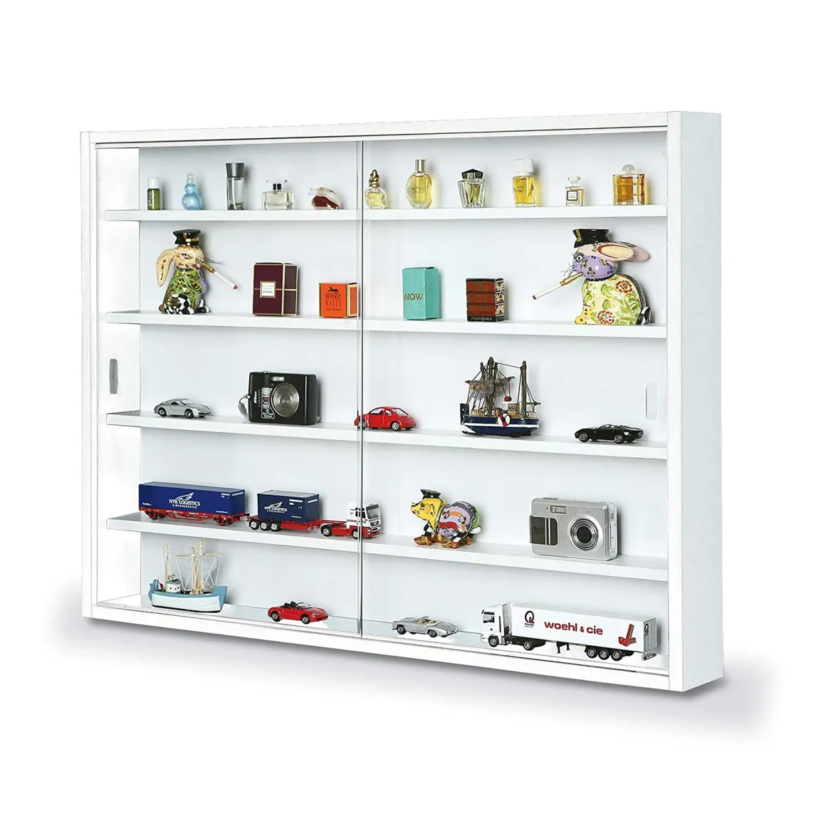 Vetrina Bianco 4 Ripiani 2 Ante 60x80x10h cm, 5 Vani - Oulx