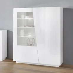 Vetrine > Dmora Vetrina 7 Ripiani 3 Ante 80x38x121h cm, 10 Vani Made in Italy - Ablaze Bianco