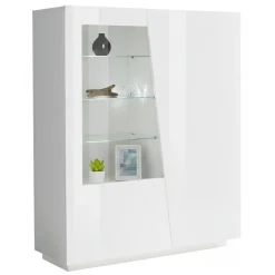 Vetrine > Dmora Vetrina 7 Ripiani 3 Ante 80x38x121h cm, 10 Vani Made in Italy - Ablaze Bianco