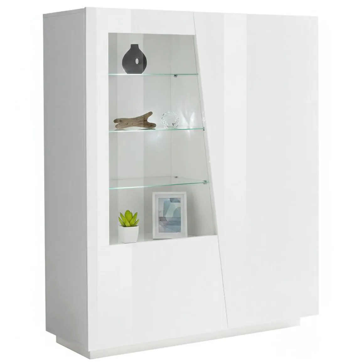 Vetrine > Dmora Vetrina 7 Ripiani 3 Ante 80x38x121h cm, 10 Vani Made in Italy - Ablaze Bianco