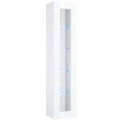 Vetrine > Dmora Vetrina 4 Ripiani Un'anta 40x30x180h cm, 5 Vani - Arnika Bianco