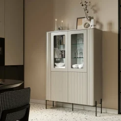 Vetrina Cimino, 110x40 h160 cm, Beige