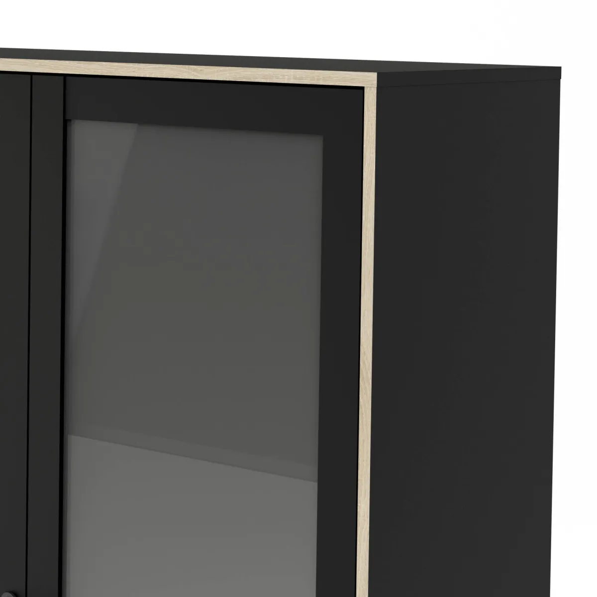 Vetrine > Dmora Vetrina Fabiola, Credenza espositiva, Vetrinetta multiuso, Madia da soggiorno, 40x99 h189 cm, Nero e Quercia Marrone, Nero Quercia