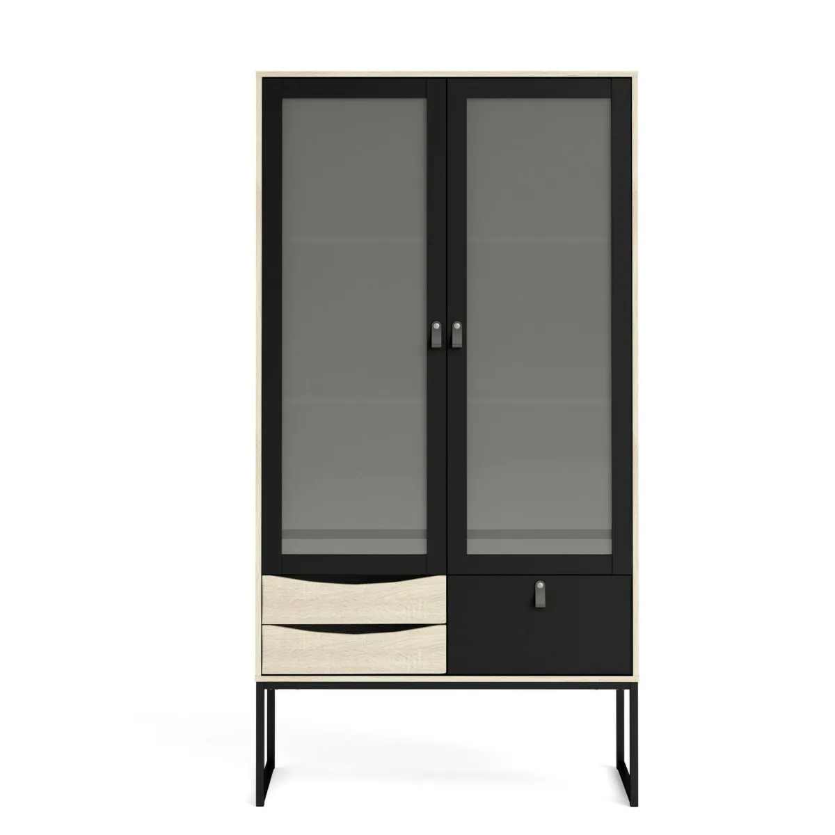 Vetrine > Dmora Vetrina Fabiola, Credenza espositiva, Vetrinetta multiuso, Madia da soggiorno, 40x99 h189 cm, Nero e Quercia Marrone, Nero Quercia