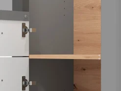 Vetrine > Dmora Vetrina Grigio Marrone Rovere Nodi 4 Ripiani Apertura Battente 60.5x41x194.5h cm, 2 Ante - Piscinas Marrone, Grigio Rovere Nodi