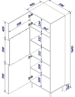 Vetrine > Dmora Vetrina Luzzana, 60x42 h183 cm, Bianco