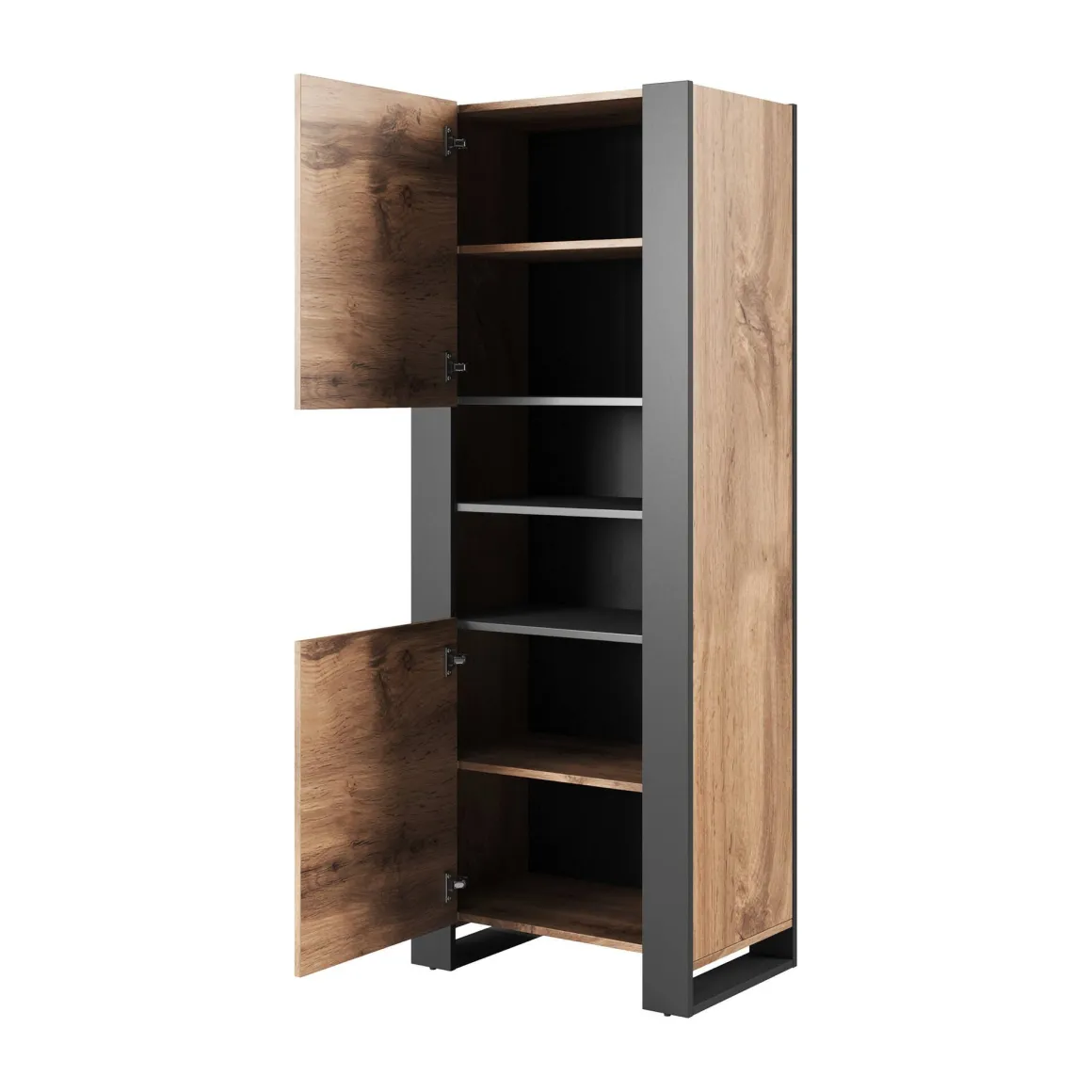 Vetrina Manerbio, 65x40 h171 cm, Rovere Nodi e Antracite