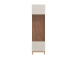Vetrina Marrone Beige Rovere Nodi 4 Ripiani Apertura Battente 51.5x35x191.5h cm, Un'anta - Usseaux