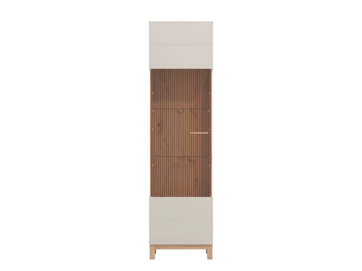 Vetrina Marrone Beige Rovere Nodi 4 Ripiani Apertura Battente 51.5x35x191.5h cm, Un'anta - Usseaux