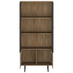 Vetrine > Dmora Vetrina Marrone Noce Beige 3 Ripiani 2 Ante 190x40x90h cm, Anta Dettaglio Vetro - Agro Beige, Marrone Noce