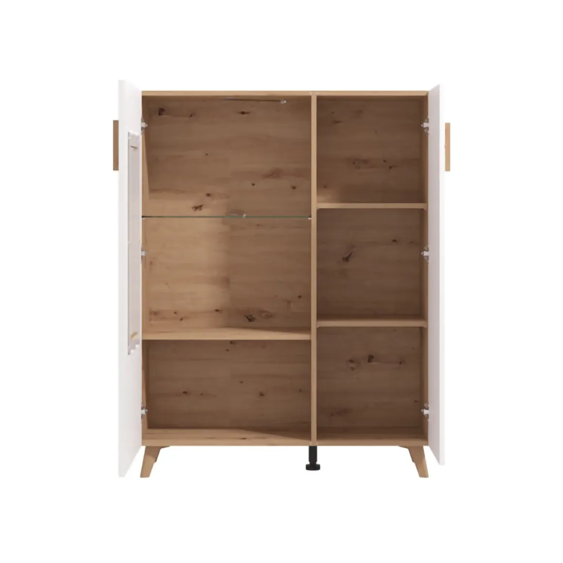 Vetrina Marrone Rovere Nodi Bianco 4 Ripiani Apertura Battente 96x35x125.5h cm, 2 Ante - Cetona