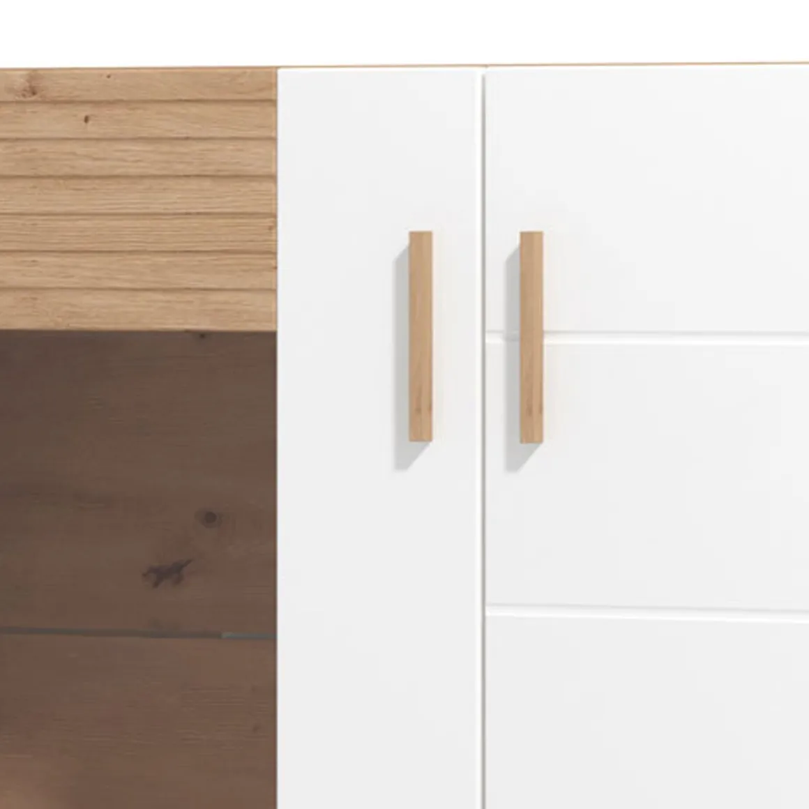 Vetrina Marrone Rovere Nodi Bianco 4 Ripiani Apertura Battente 96x35x125.5h cm, 2 Ante - Cetona