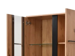 Vetrine > Dmora Vetrina Marrone Rovere Nodi Nero 8 Ripiani Apertura Battente 84.5x35x193.5h cm, 4 Ante - Gissi Nero, Marrone Rovere Nodi