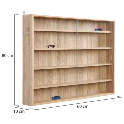 Vetrina Marrone Rovere 4 Ripiani 2 Ante 60x80x10h cm, 5 Vani - Gromo