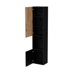 Vetrina Nero Antracite Marrone Rovere 4 Ripiani 2 Ante 39.9x29.8x180h cm, Apertura Push Pull - Botte