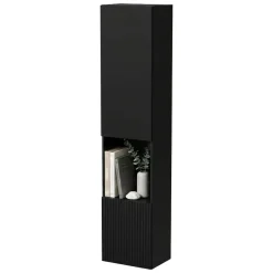 Vetrine > Dmora Vetrina 4 Ripiani Apertura Push Pull 39.9x29.8x180h cm, Un'anta - Longano Nero Antracite