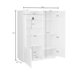 Vetrina Nero Antracite 7 Ripiani 9 Vani 120x43x146h cm, 2 Ante - Montano