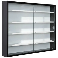 Vetrine > Dmora Vetrina 4 Ripiani 2 Ante 10x80x60h cm, 5 Vani - Cumiana Nero