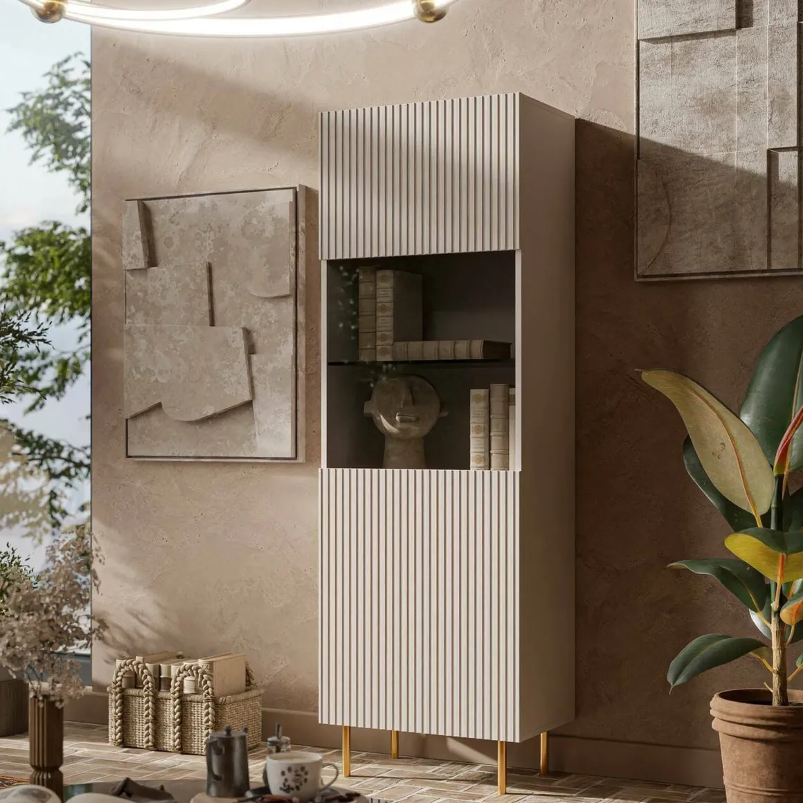 Vetrina Raccuja, 60x42 h183 cm, Beige