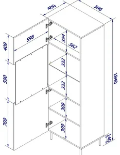 Vetrina Raccuja, 60x42 h183 cm, Beige