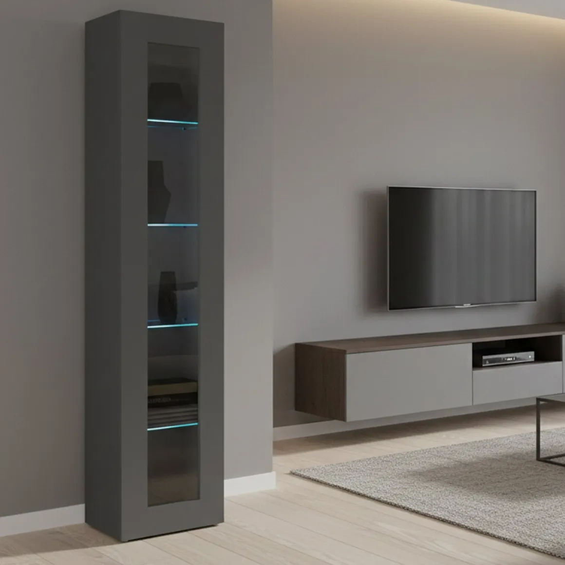 Vetrina stretta ingresso 40x30x180h cm antracite - Arnika