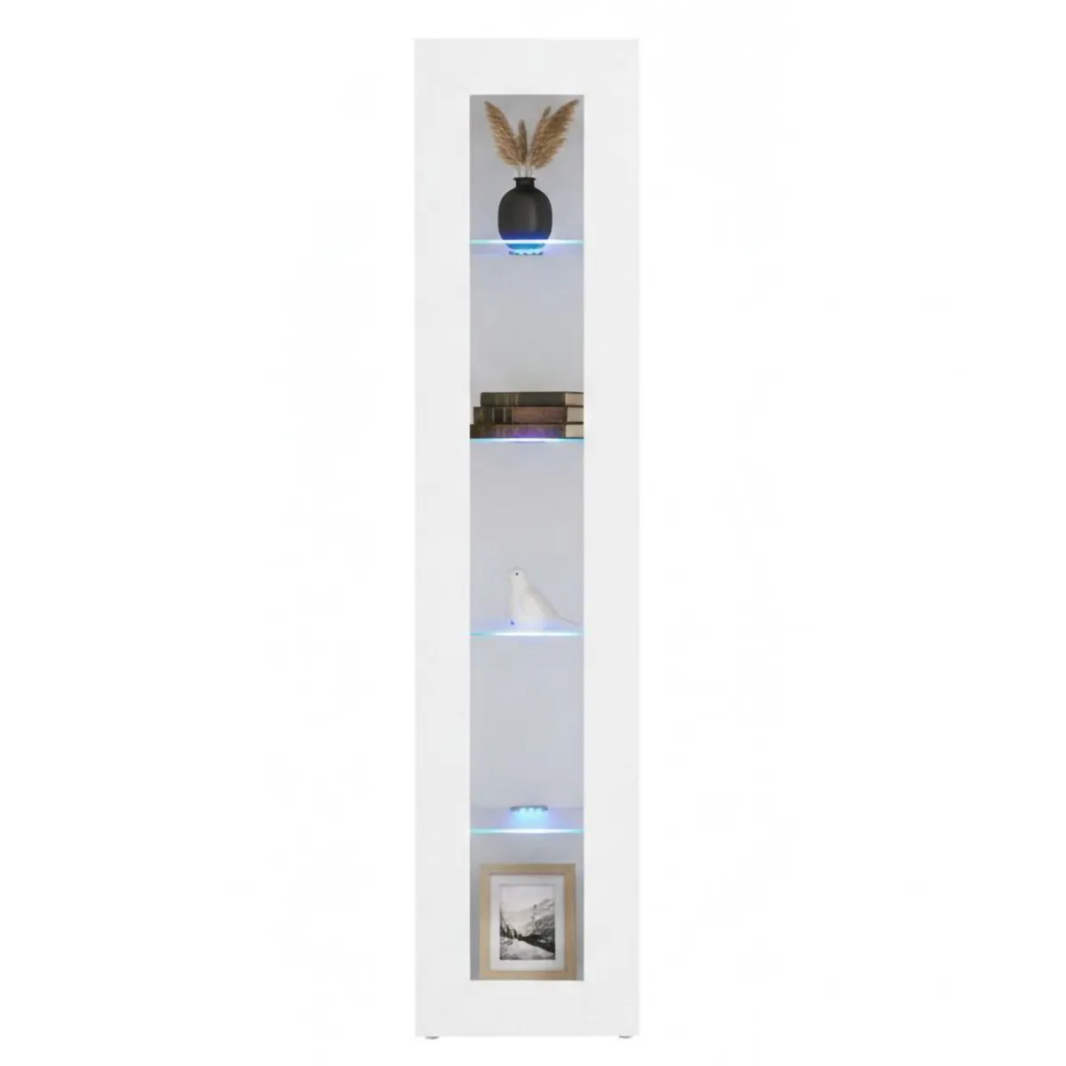 Vetrine|Cucina > Dmora Vetrina stretta 40x30x180h cm bianca lucida - Aristotele Bianco Lucido