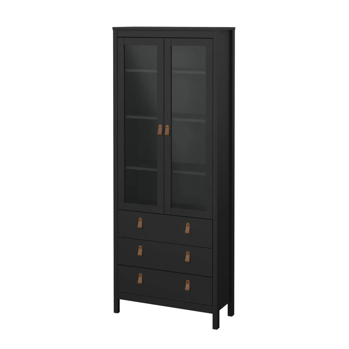 Vetrine > Dmora Vetrina vintage sala da pranzo 2 ante 78x32x199h cm nera - Lazio Nero