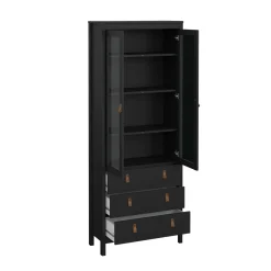 Vetrine > Dmora Vetrina vintage sala da pranzo 2 ante 78x32x199h cm nera - Lazio Nero